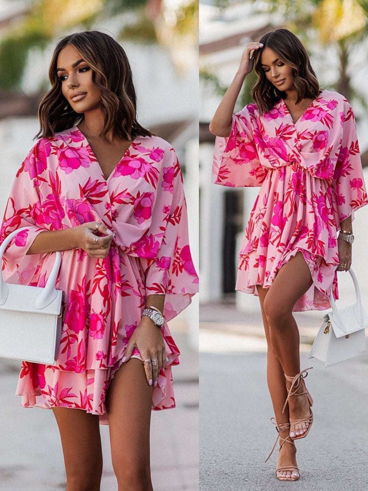 Noelia - Szeroka Mini Sukienka | Elegancka i Wszechstronna