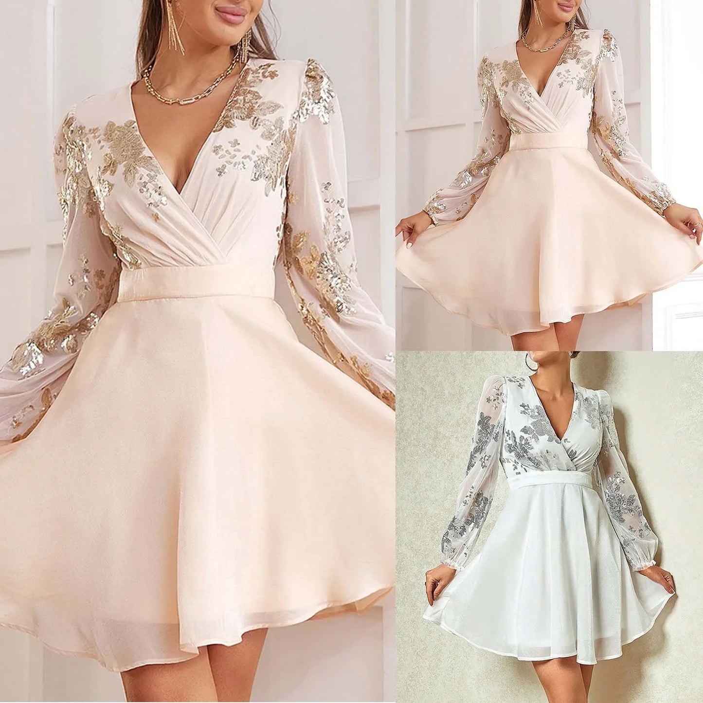 Emilia™ | Sukienka z haftem kwiatowym z chiffon