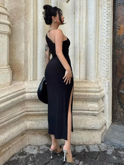 Anna™ | Asymetryczna Elegancja - Maxi Sukienka