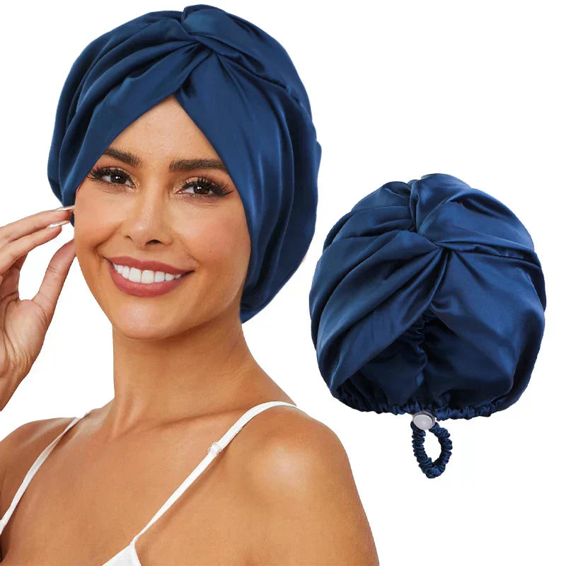 Regulowany jedwabny turban dla kobiet - czapka do spania i chemioterapia