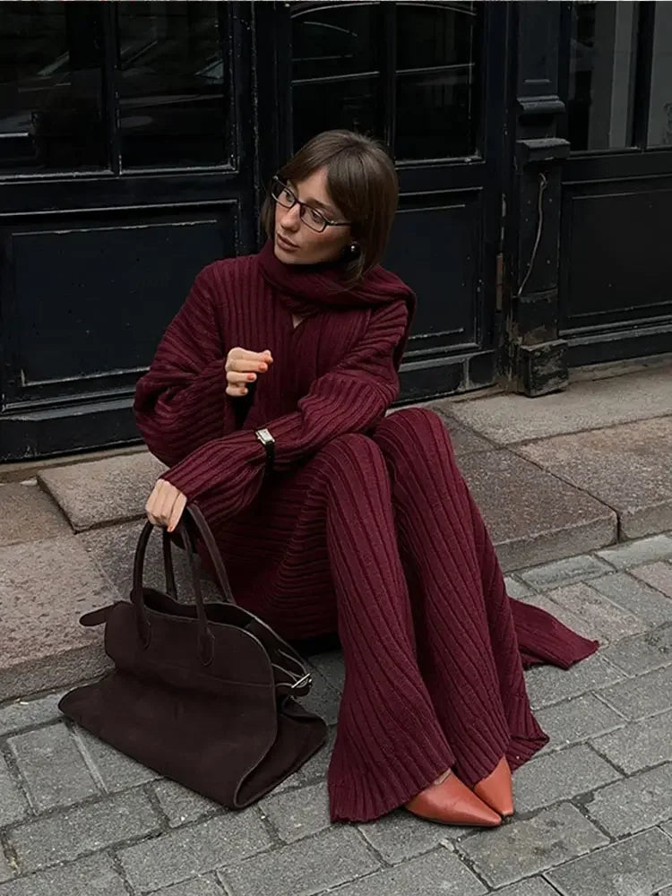 Katharina™ | Przytulny swetrowy zestaw w prążki