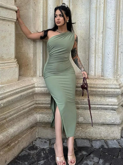Anna™ | Asymetryczna Elegancja - Maxi Sukienka