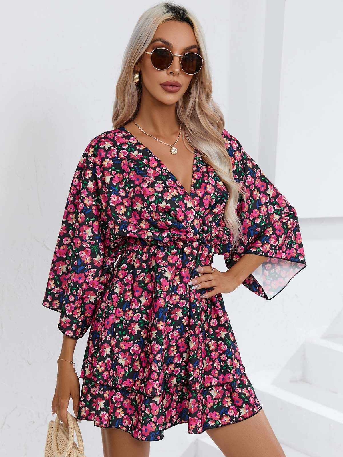 Jaimie - Rozkloszowana Mini Sukienka
