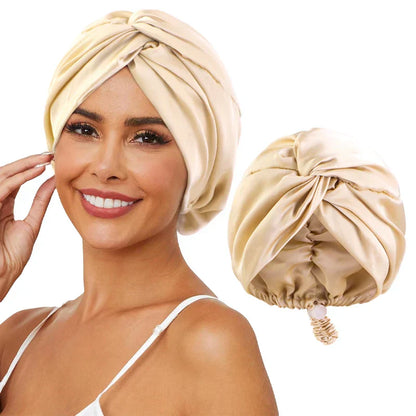 Regulowany jedwabny turban dla kobiet - czapka do spania i chemioterapia