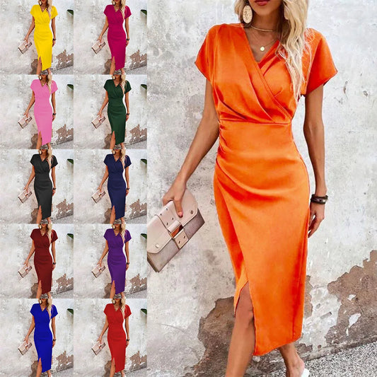 Krótkie Casual Sukienka Mini dla Damskiej z Dekoltem w Kształcie V
