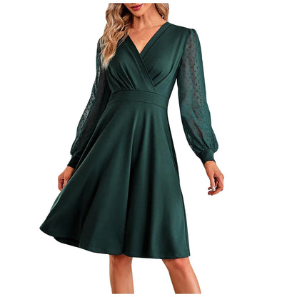Ella™ | Elegancka sukienka midi z siateczkowymi rękawami