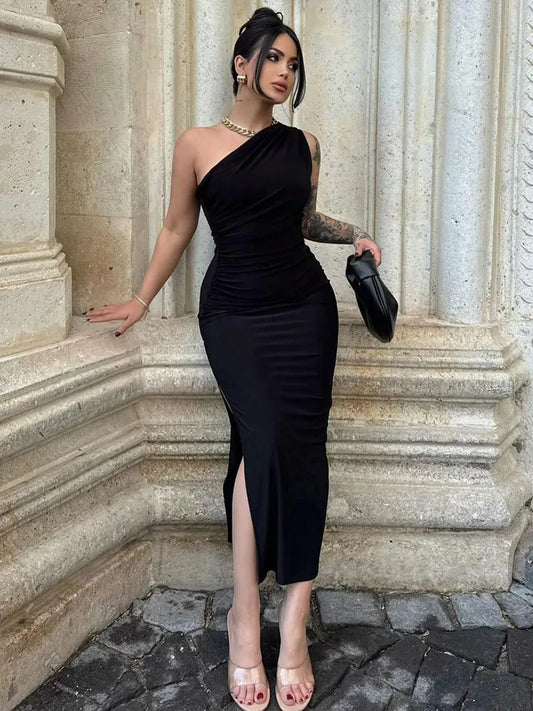 Anna™ | Asymetryczna Elegancja - Maxi Sukienka