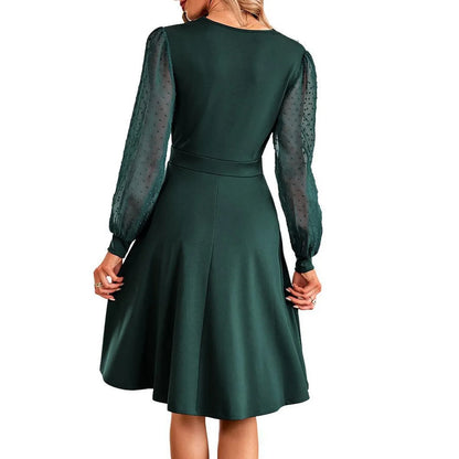 Ella™ | Elegancka sukienka midi z siateczkowymi rękawami