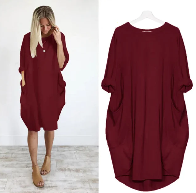 Caraf - Sukienka Maxi Plus Size z Kieszeniami