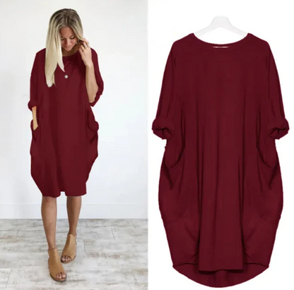 Caraf - Sukienka Maxi Plus Size z Kieszeniami