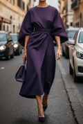 Sofia sukienka - ponadczasowa elegancja z rękawami w kształcie latarni i paskiem