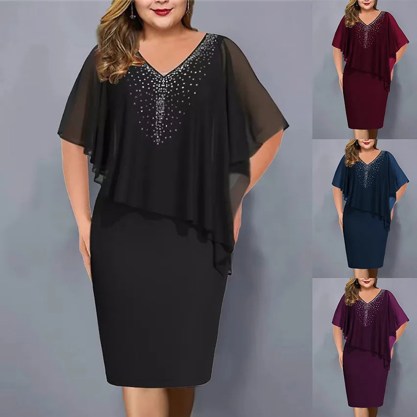 Beate™ | Elegancka Sukienka z Kaskadowymi Klejnotami