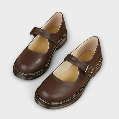 Damskie buty Mary Jane w stylu vintage – klasyczne skórzane buty z paskiem i komfortową podeszwą