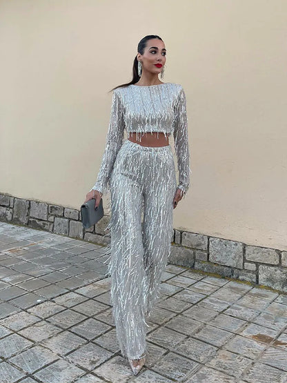 Marlene™ | Glamourystyczny zestaw składający się z dwóch części z cekinami