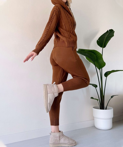 Casual sweter-vest z żakardowym wzorem, dwuczęściowy zestaw