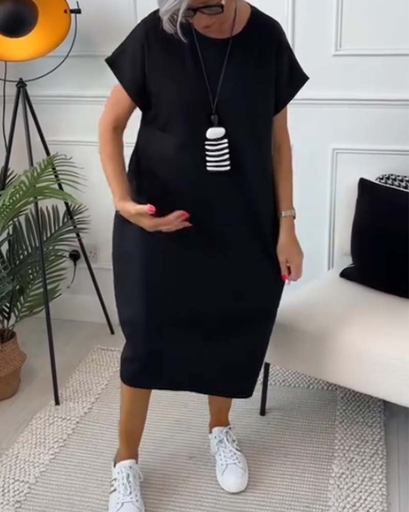Sukienka Marie™ dla kobiet z krótkim rękawem z nadrukiem liter