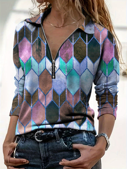 Sophie | Eleganckie biurowe casual topy z zamkiem
