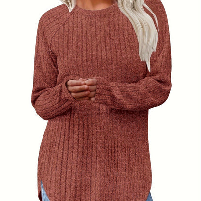 Sophie | Gładki kolor, prążkowany T-shirt z długim rękawem