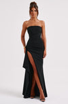 Nina | Sukienka maxi off-shoulder z wysokim rozcięciem