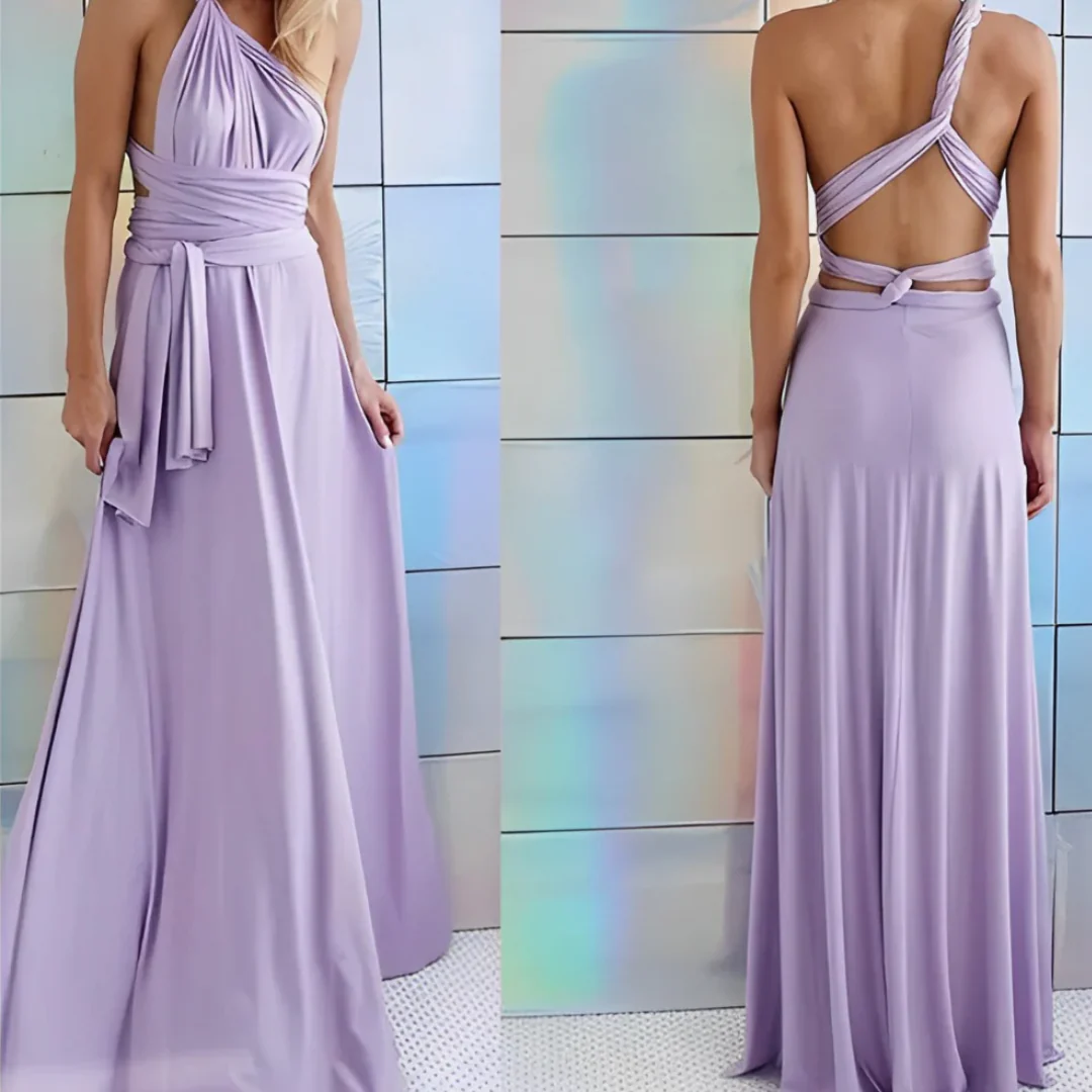 Ayla – Długa Sukienka Halter z Otwartych Plecami