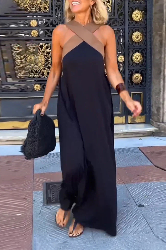 Sukienka Melina Cross Halter Neck Bez Rękawów Ze Szwem