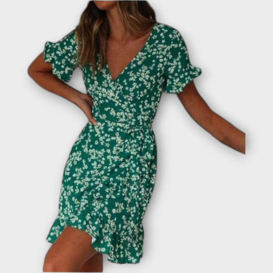 Krótką sukienkę Boho w Zieleni