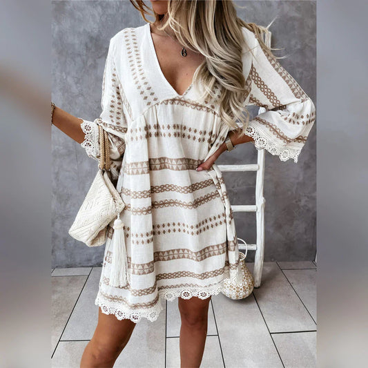 Damska Sukienka Mini – Boho lekkość i festiwalowy urok