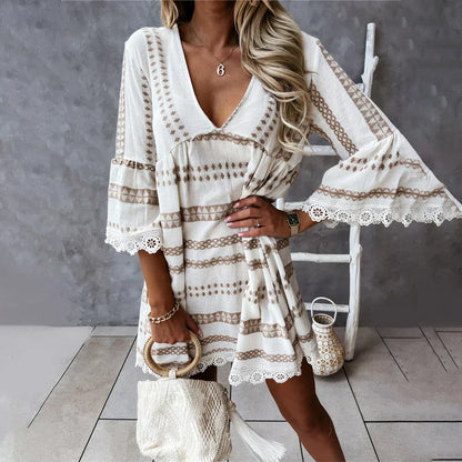 Damska Sukienka Mini – Boho lekkość i festiwalowy urok