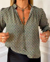 Ella | Casual blouse z dekoltem w serek i geometrycznym wzorem