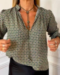 Ella | Casual blouse z dekoltem w serek i geometrycznym wzorem