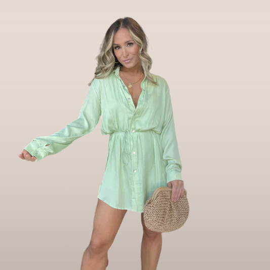 Lekka Sukienka Koszulowa z Wiązaniem – Casual Chic