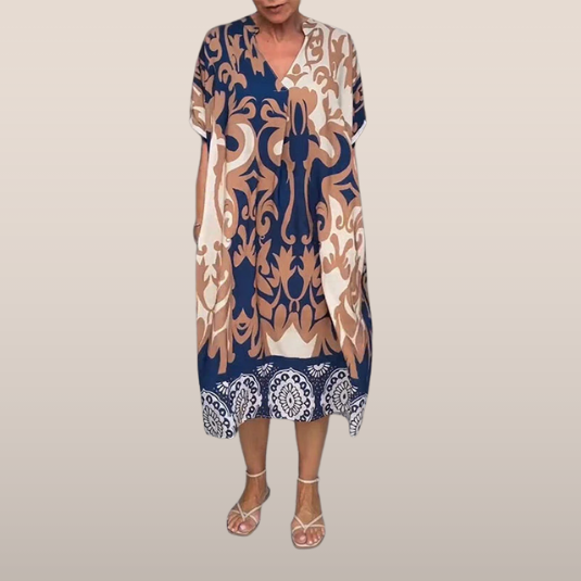 Boho Tunika z Printem – Luźny Krój