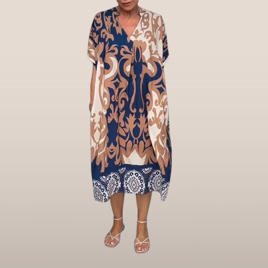 Boho Tunika z Printem – Luźny Krój