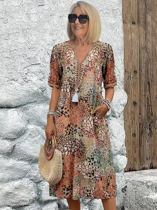 Amelia | Elegancka Sukienka Midi w Kwiaty dla Kobiet