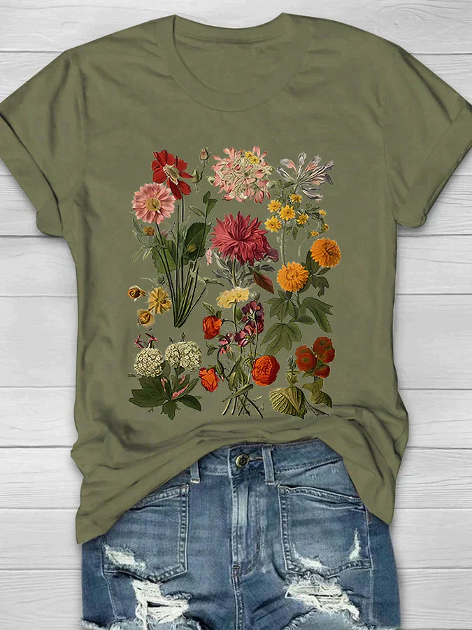 Roos | Vintage t-shirt z kwiatowym nadrukiem