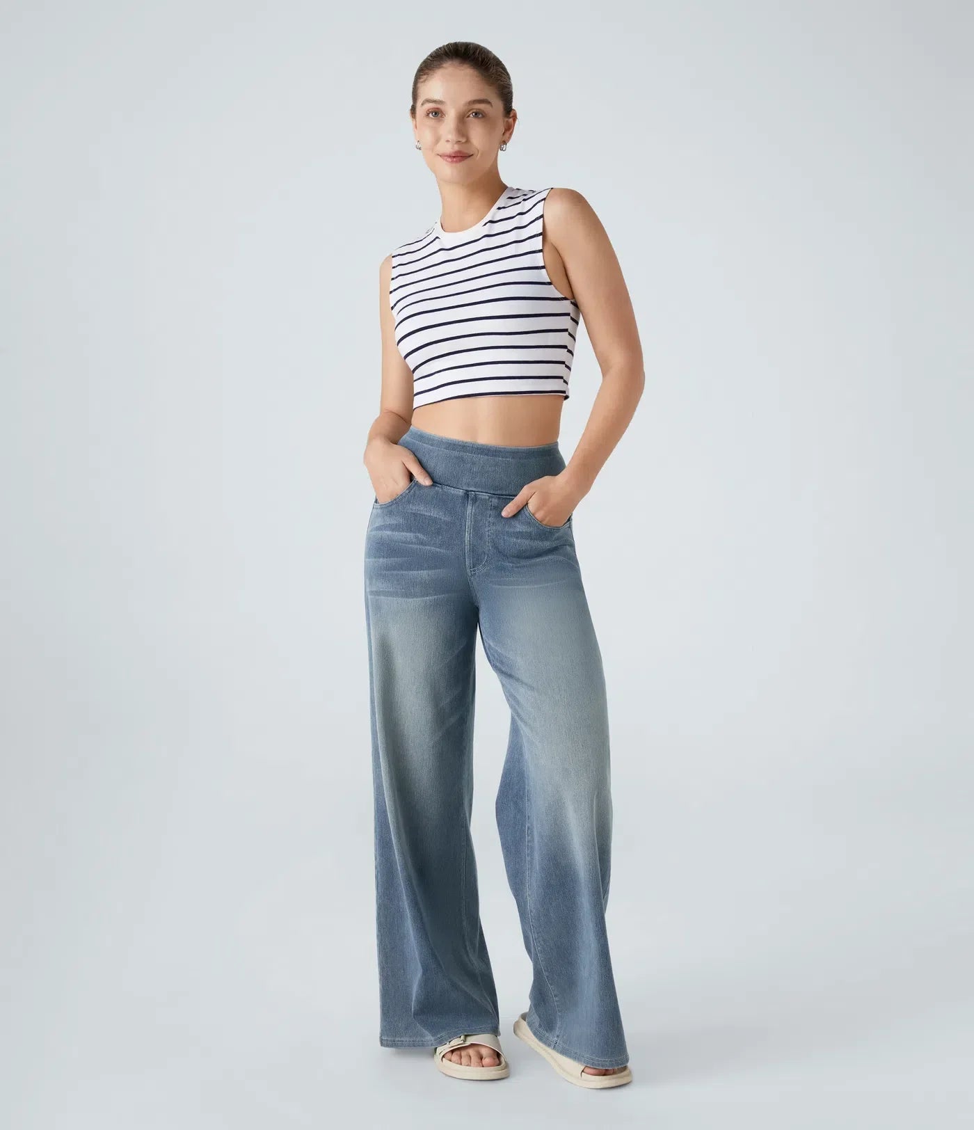 Enna™ Szerokie Spodnie Stretch