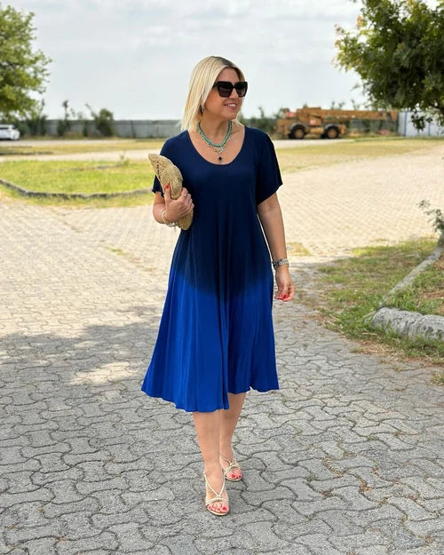 Mila | Elegancka Sukienka Bawełniana z Okrągłym Dekoltem