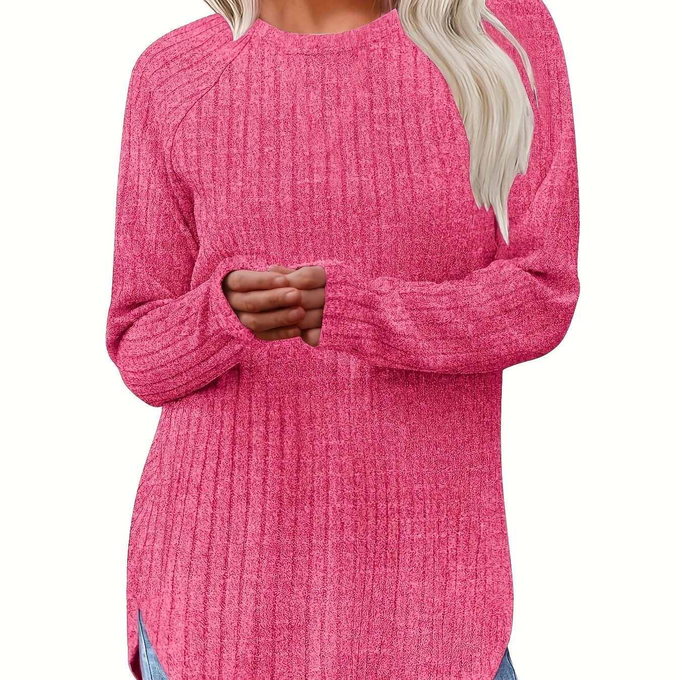 Sophie | Gładki kolor, prążkowany T-shirt z długim rękawem