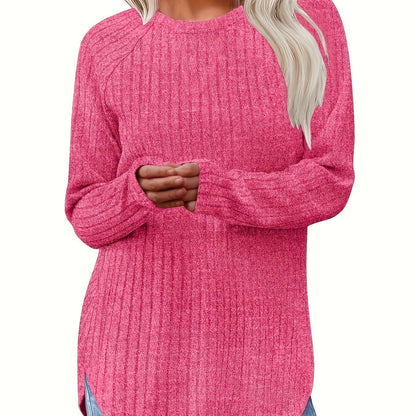 Sophie | Gładki kolor, prążkowany T-shirt z długim rękawem