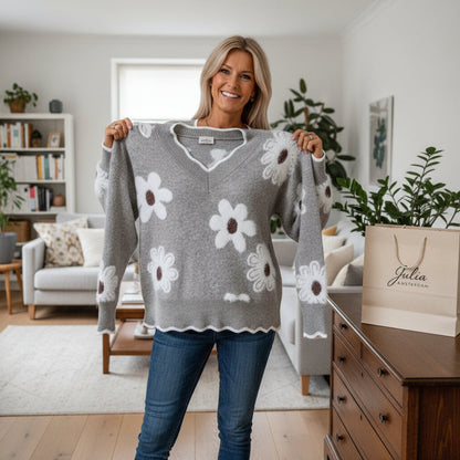 Elisa - Elegancki sweter z dekoltem w kształcie litery V