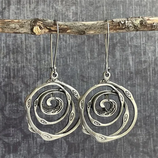 Kolczyki z labiryntem Vintage Silver
