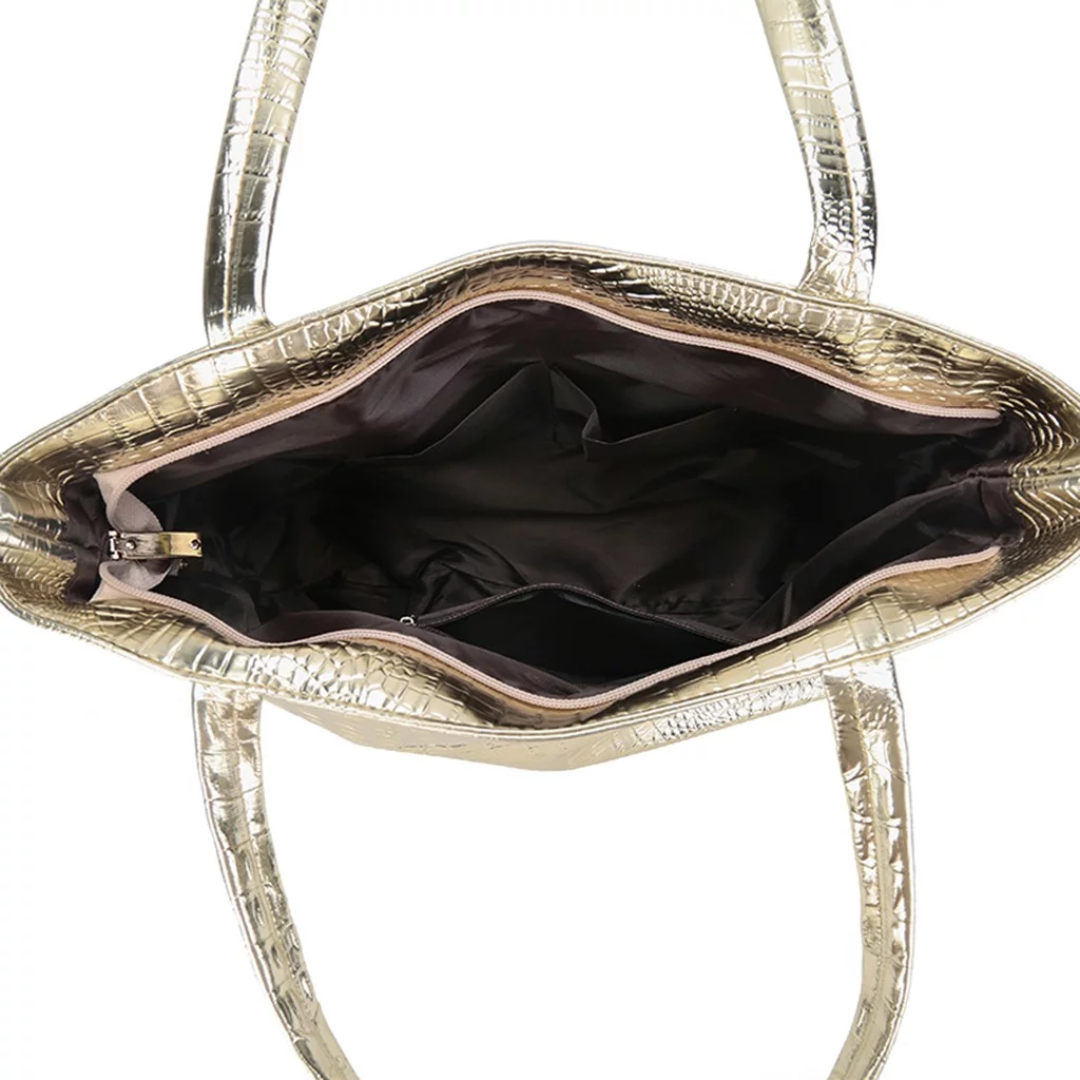 Isabella Torba na Ramię | Przestronna torba z krokodylowym wzorem