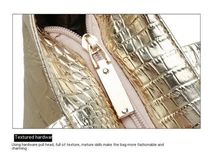 Isabella Torba na Ramię | Przestronna torba z krokodylowym wzorem