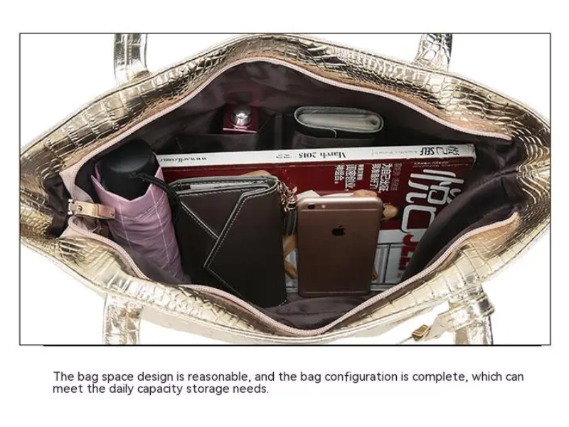 Isabella Torba na Ramię | Przestronna torba z krokodylowym wzorem