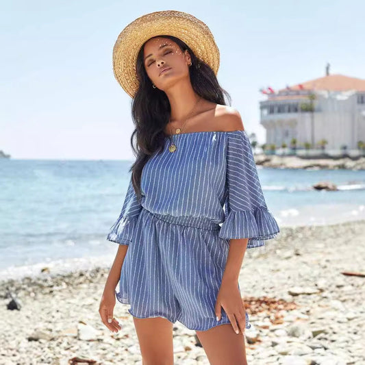 Kobieta Mini Sukienka – Off-Shoulder z Ruchomymi Rękawami
