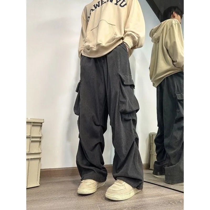 Alina - Spodnie cargo z korduroy w stylu Harajuku