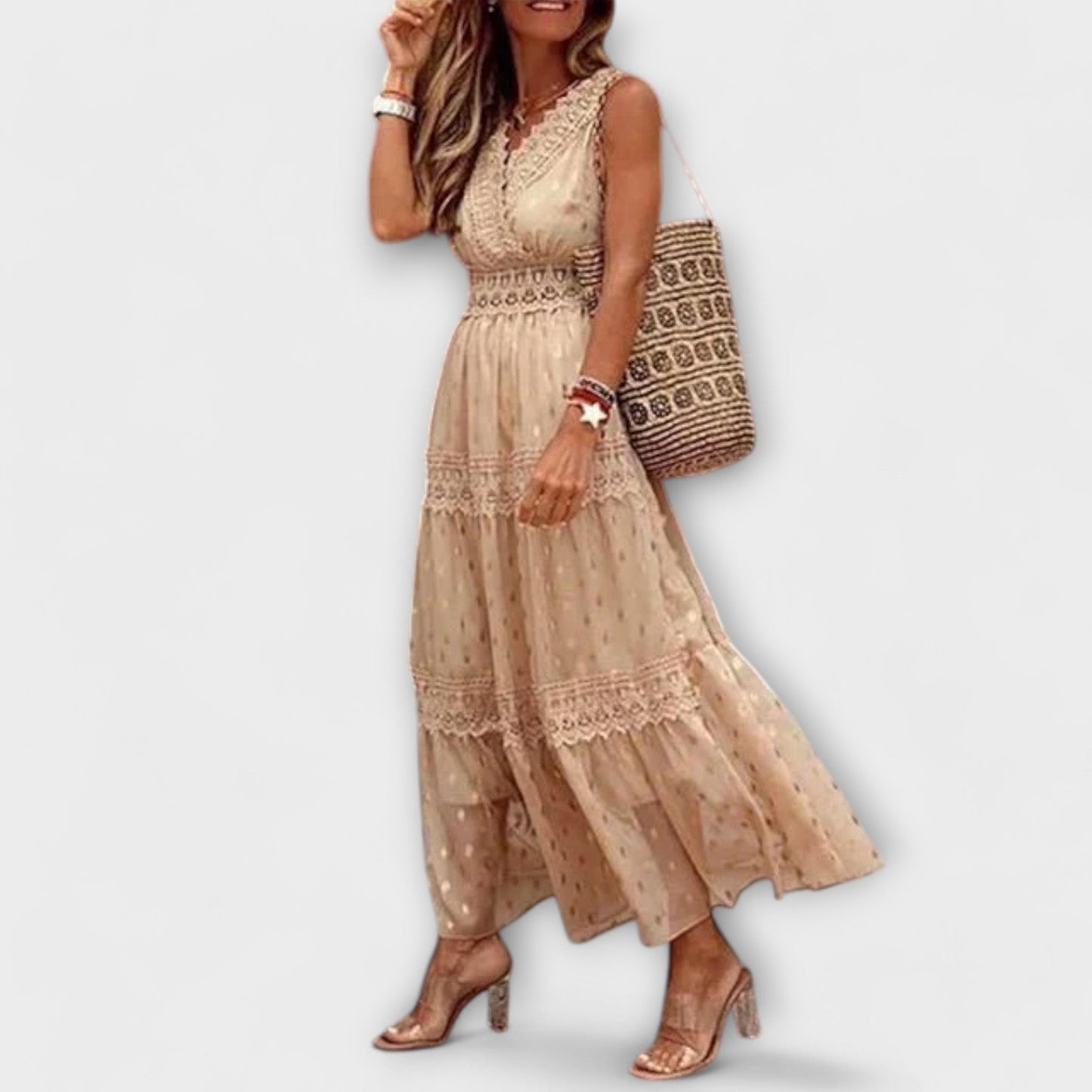 Maxikleid z koronką Boho