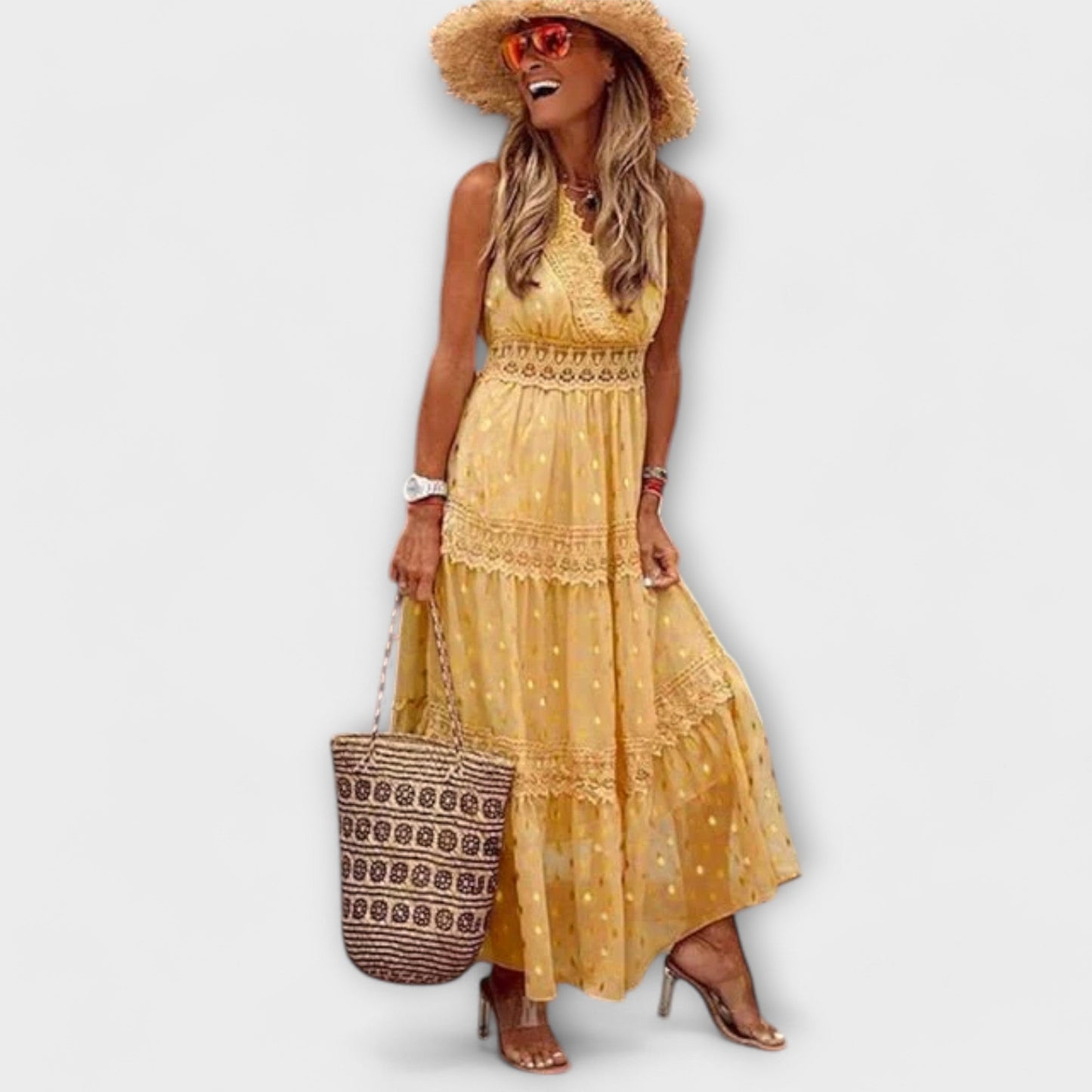 Maxikleid z koronką Boho