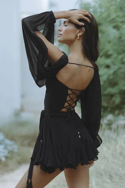 Naomi – Lekka Sukienka z Otwarty Miękkim Rękawem
