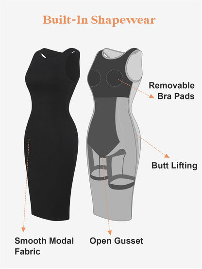 Wbudowana Shapewear - Bezrękawowa Sukienka Lounge